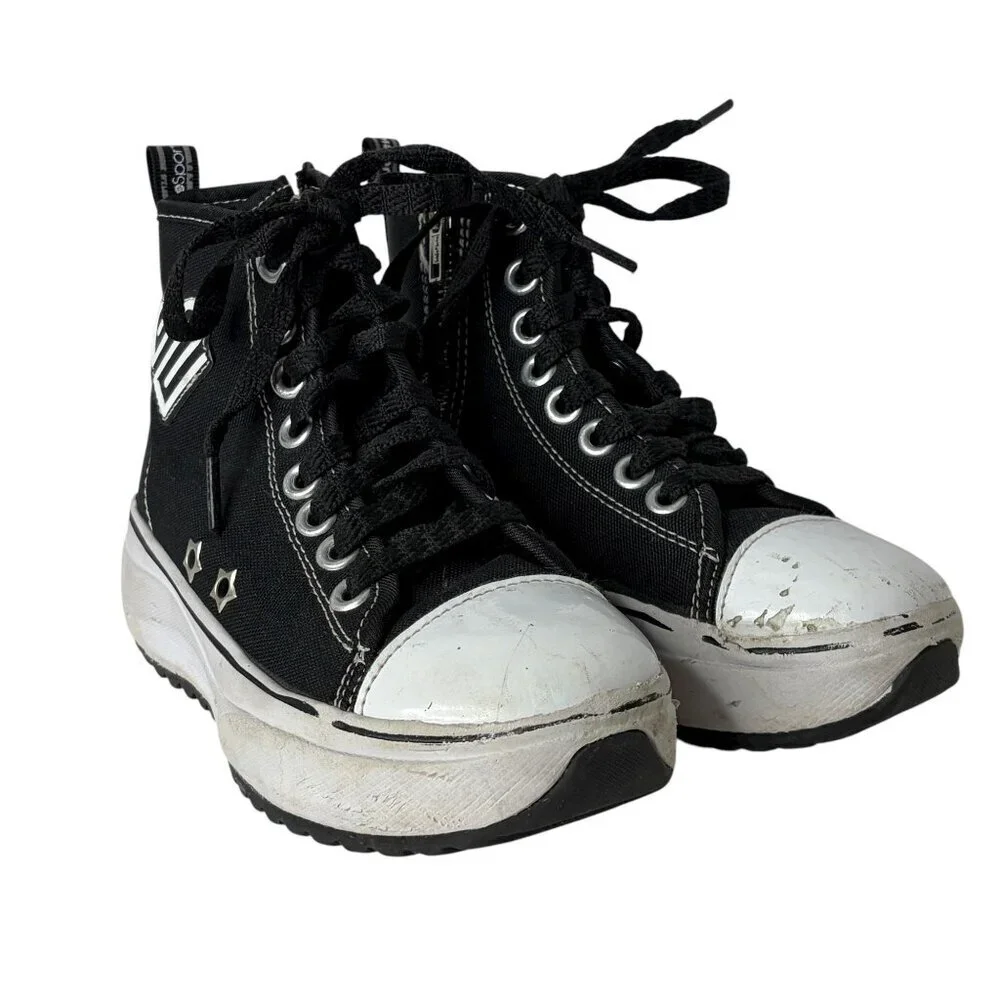 Justice Sport Girls Black White High Top Platform Sneaker Shoe Size 13